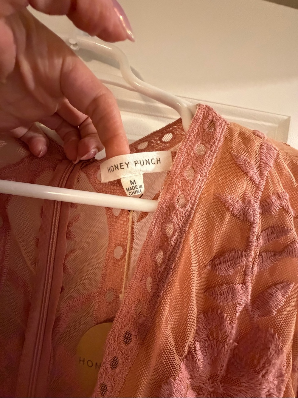Women’s Honey Punch Boho embroidered romper maxi floral lace dress size M NWT - Picture 3 of 5